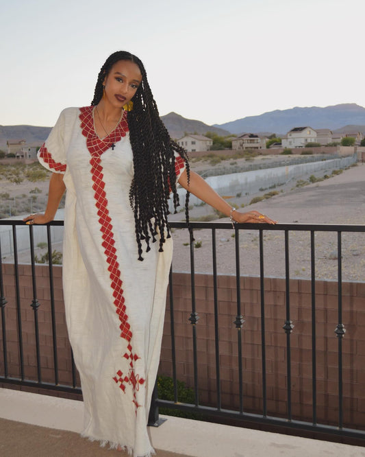 Red Woven Habesha Dress Timeless Habesha Kemis