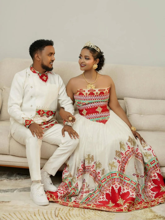 Matching Habesha Couple Outfit Traditional Ethiopian Couple Clothing