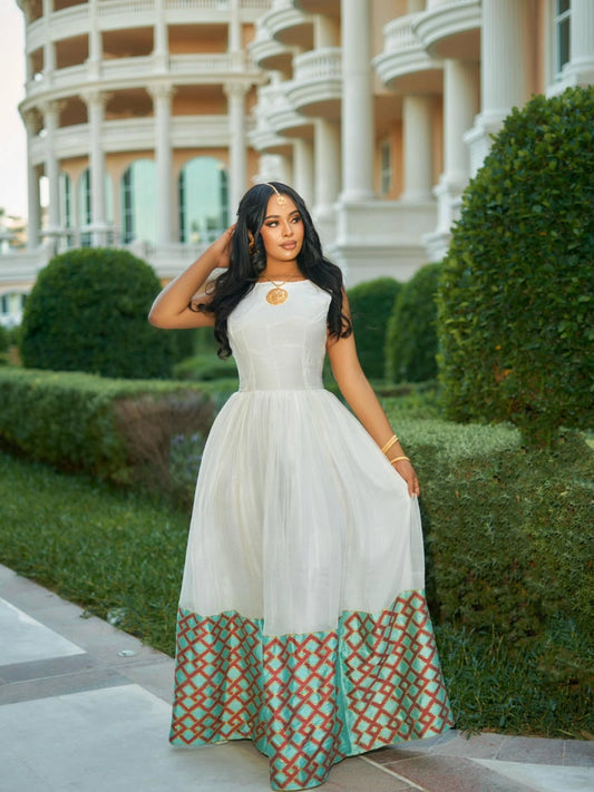 Sleeveless Habesha Dress Elegant White Habesha Kemis