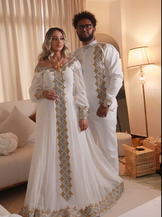 Matching Habesha Couple Outfit  Ethiopian Traditional His and Hers