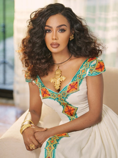 Short Sleeve Habesha Kemis Beautiful Embroidery Ethiopian And Eritrean Dress Timeless Habesha Dress 717