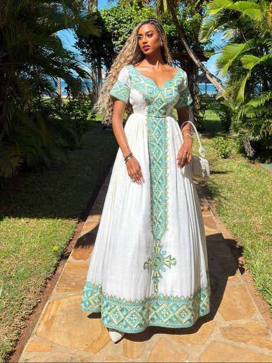 Short Sleeve Classic Habesha Kemis Traditional Style