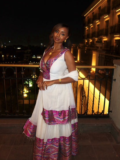 Timeless Ethiopian Clothing Sleeveless Habesha Kemis Festive Style Habesha Dress 757