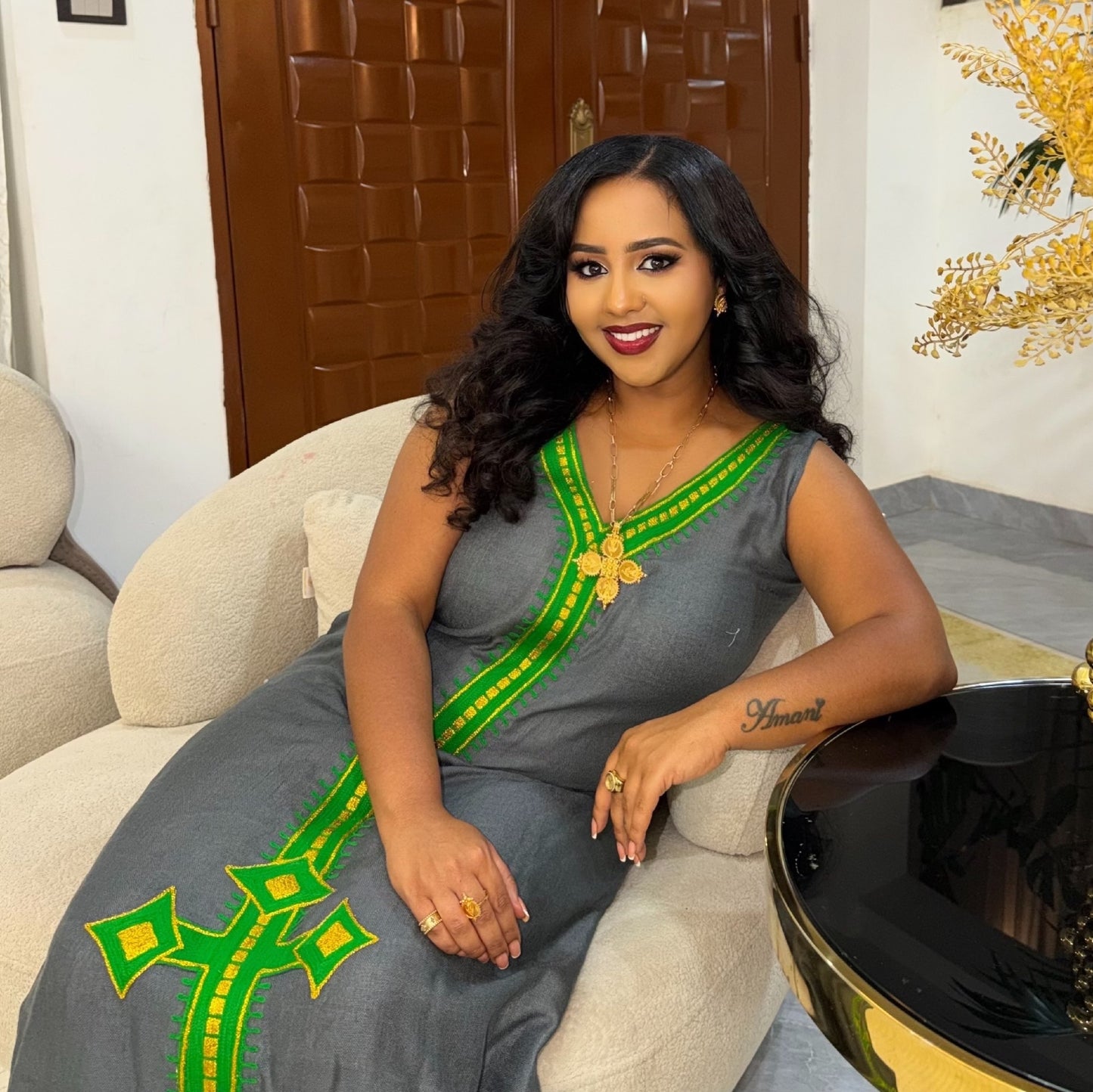 Traditional Ethiopian Clothing Sleeveless Habesha Kemis & Unique Style Habesha Dress 875