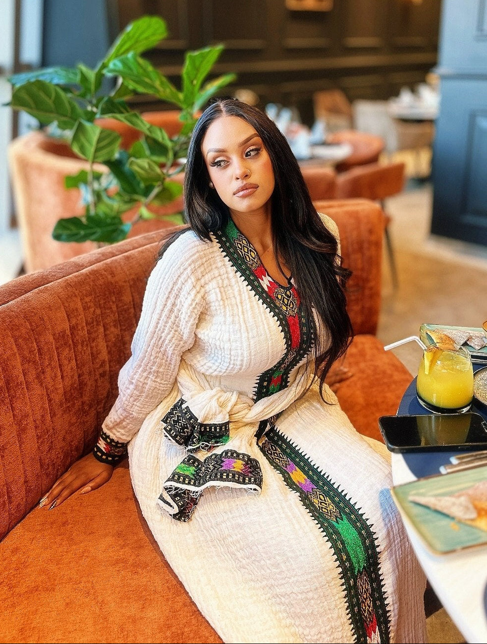 Long Sleeve Habesha Dress Multicolor Habesha Kemis Timeless Ethiopian Clothing
