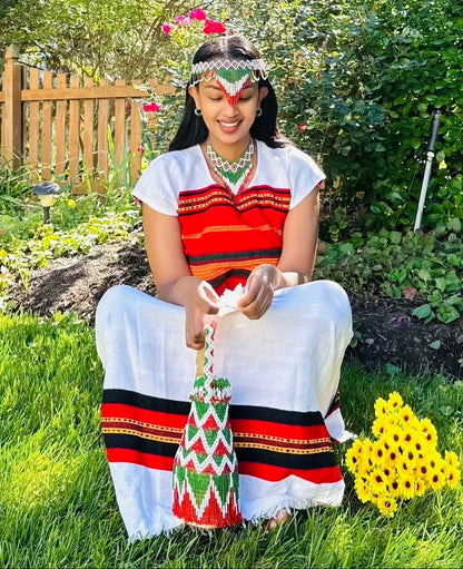 Traditional Oromo Dress with Jewelry Beautiful Oromo Cultural Outfit | Traditional Dress 891