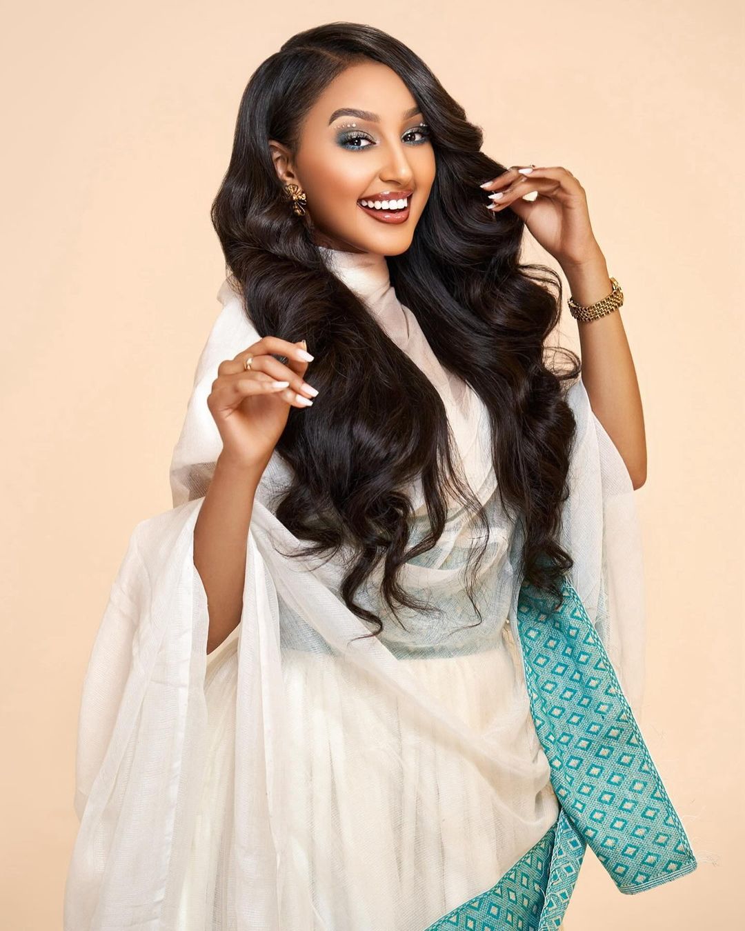 Modern majesty habesha dress blue design habesha kemis