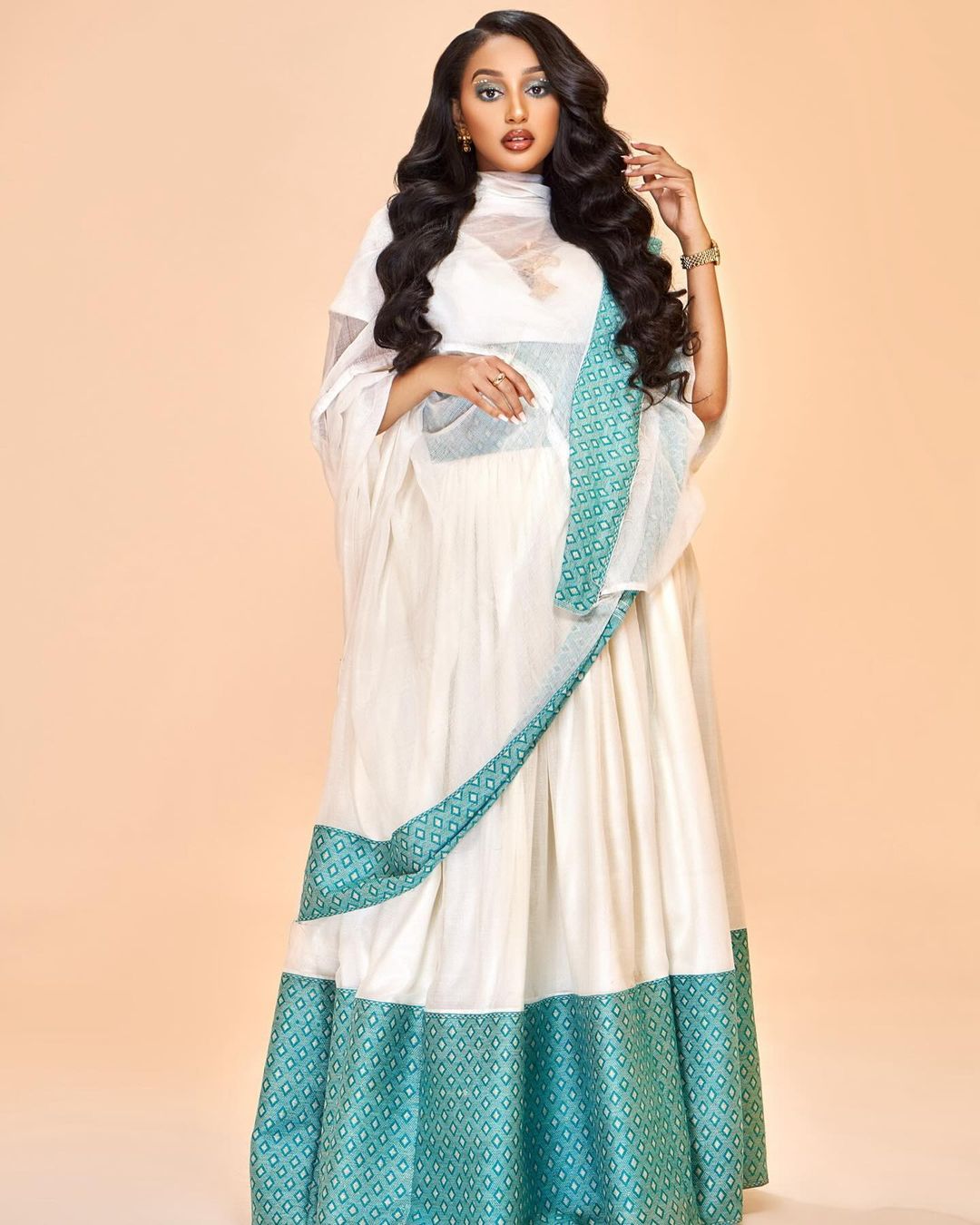 Modern majesty habesha dress blue design habesha kemis