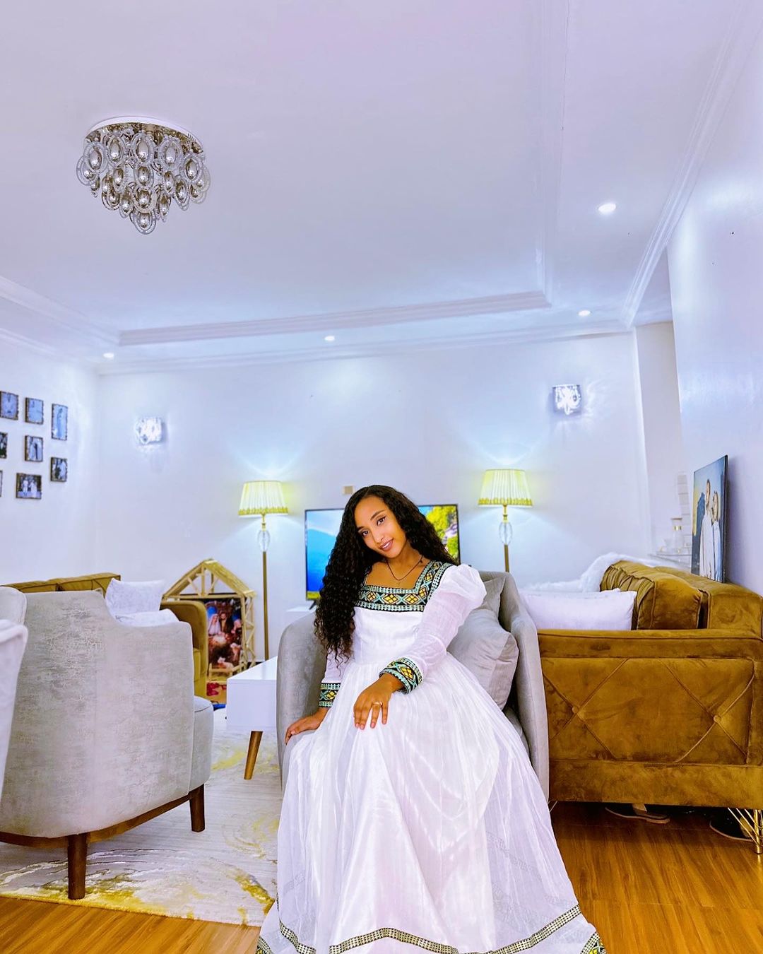 Elegance Redefined: Modern Beauty in Handwoven Habesha Dress with Menen Fabric