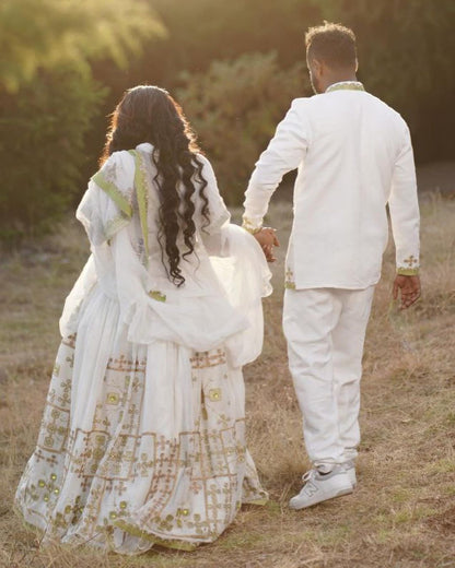 Eternal Elegance: Habesha Couples Wedding Ensemble