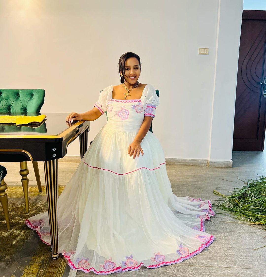 Pink Beauty Habesha Dress Modern Habesha Kemis Ethiopian Dress Style