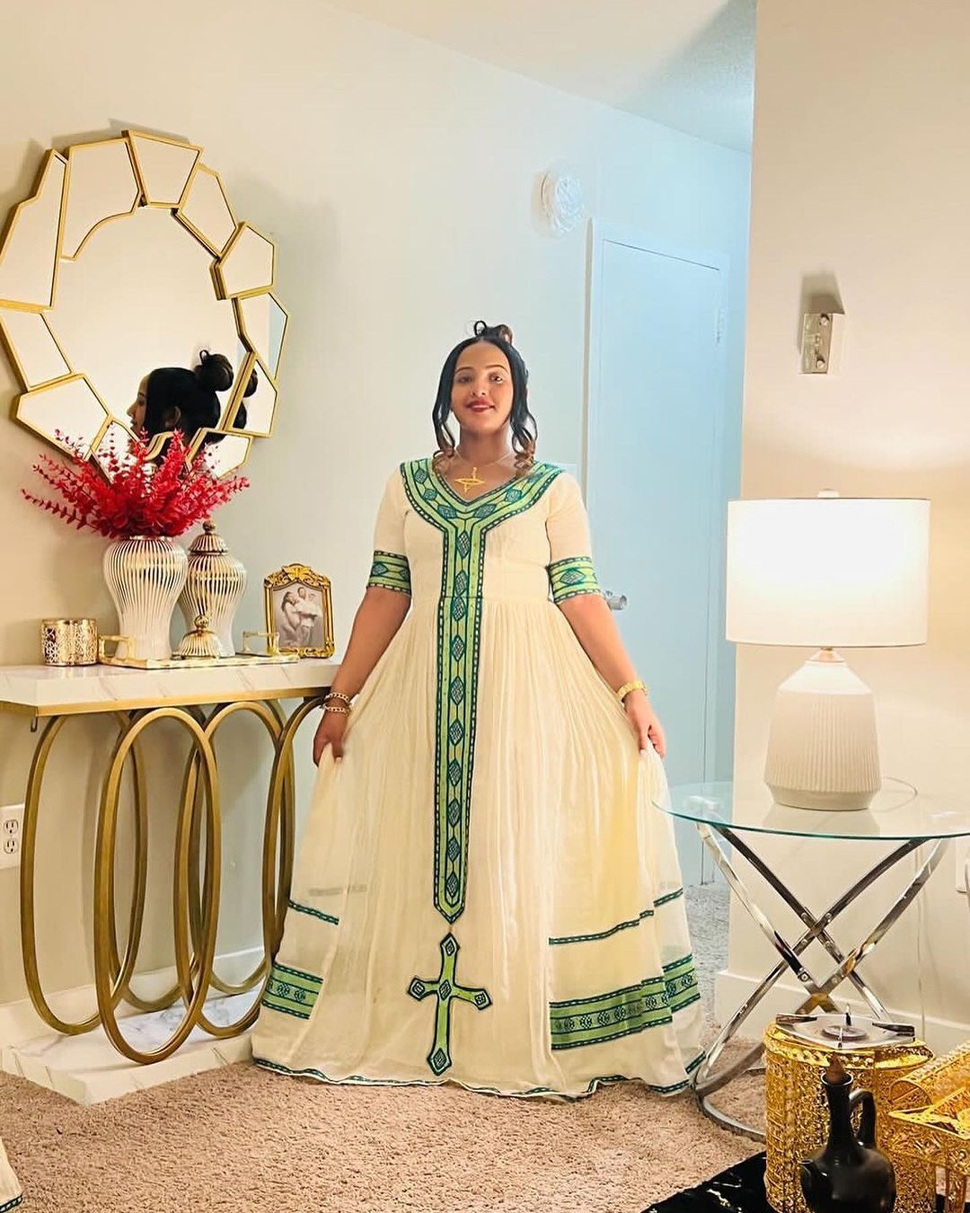 Lemon Green Tilf Habesha Dress Modern Habesha Kemis Ethiopian Dress Style