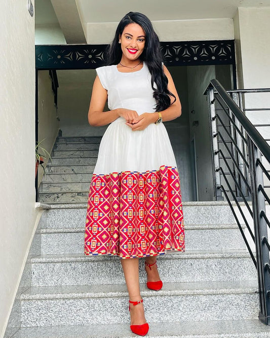 Short Red Simple Habesha Dress Habesha Kemis Ethiopian Dress Style Traditional Habesha Libs