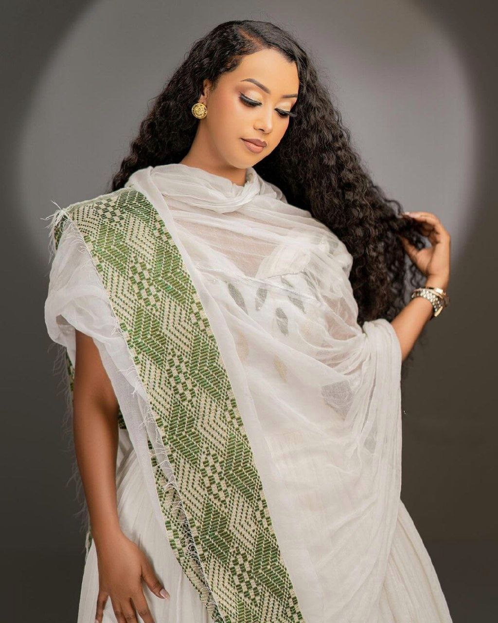 Green Exquisite Habesha Dress Patterned Habesha Kemis Design