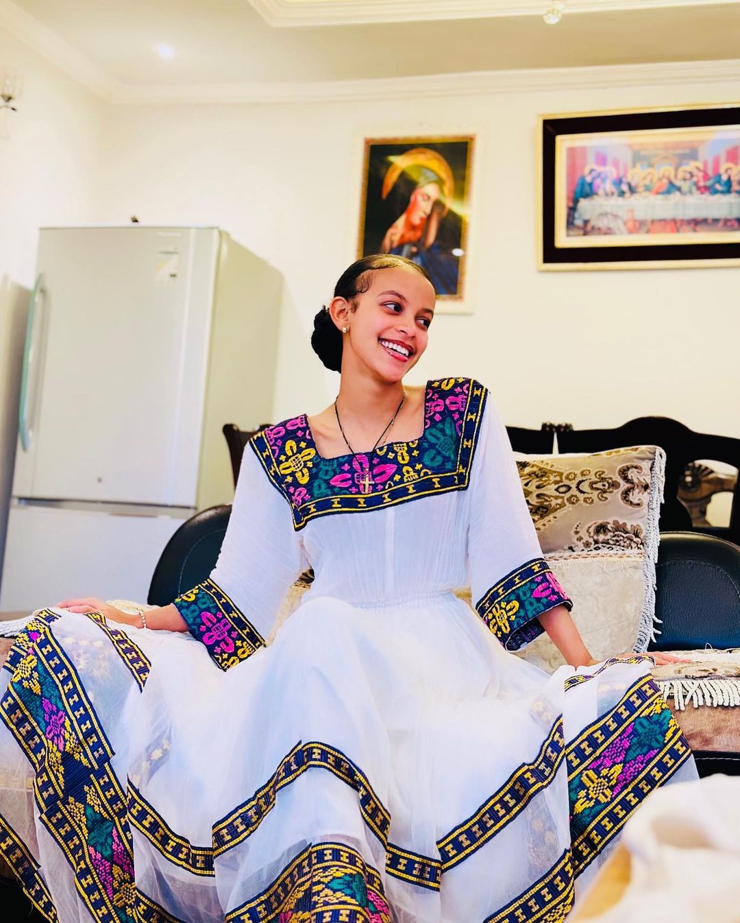 Vibrant Colors Traditional Ethiopian Dress with Exquisite Patterns Habesha Dress Design