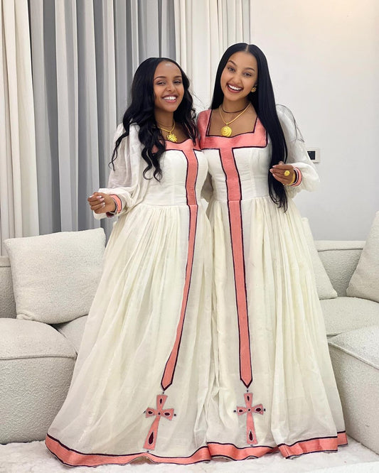 Blush Blossom Modern Ethiopian Dress 