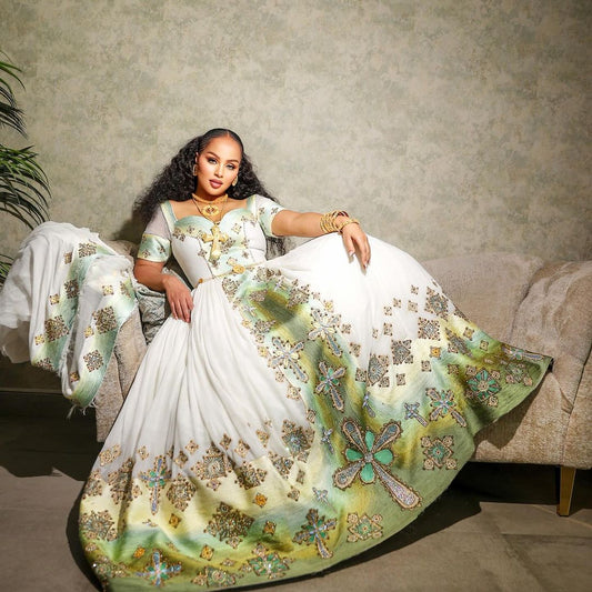 Beaded Habesha Wedding Dress 