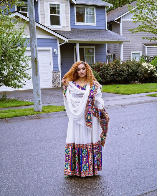 Vibrant and Detailed Habesha Dress 