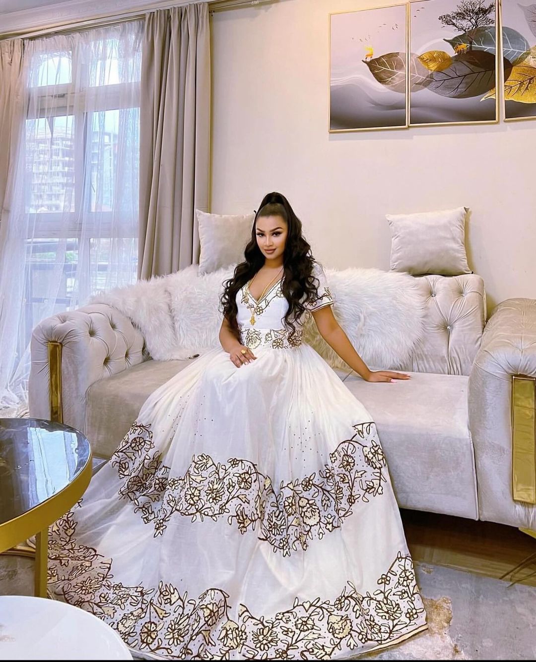 Exquisite Flowery Habesha Dress