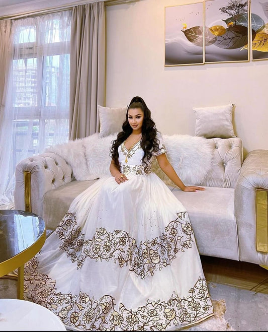 Exquisite Flowery Habesha Dress