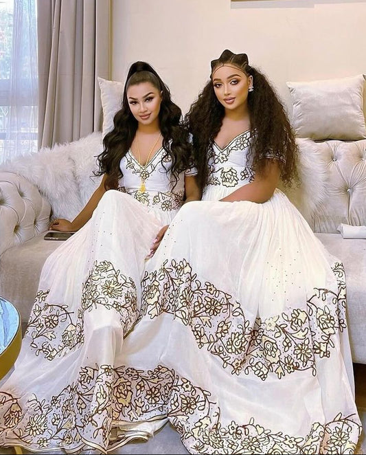 Exquisite Flowery Habesha Dress Bloom in Beauty with Our Ethiopian Dress