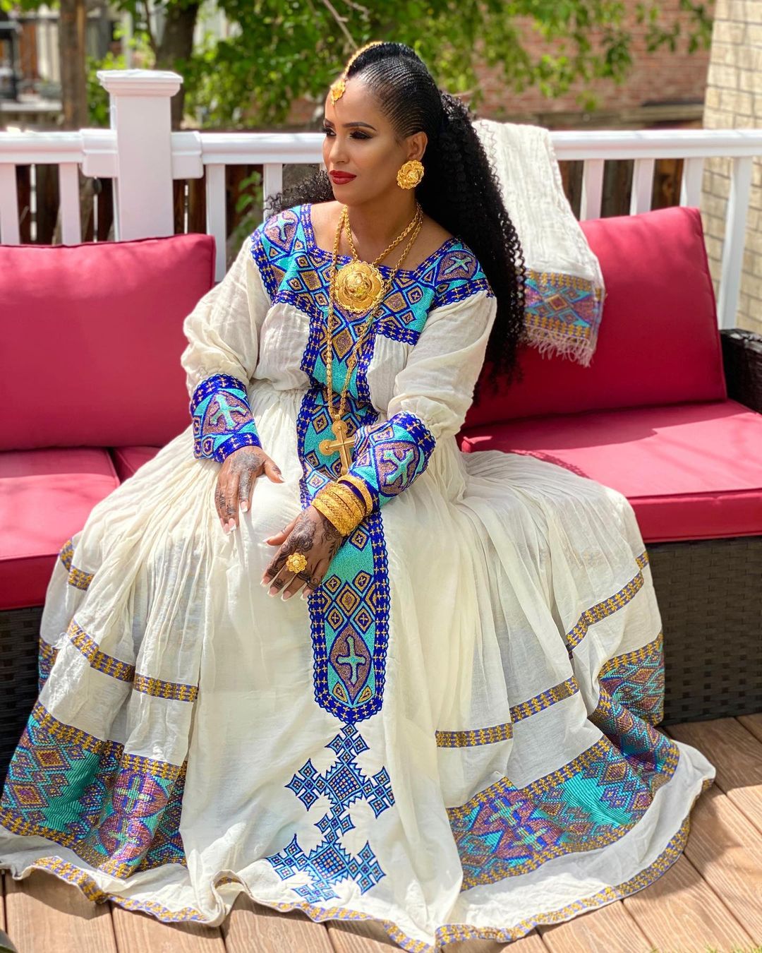 Radiant Cultural Vibrance Habesha Dress Stunning Blue Habesha Kemis ...