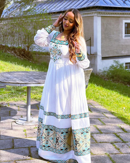 Gorgeous Blue Pattern Habesha Kemis 