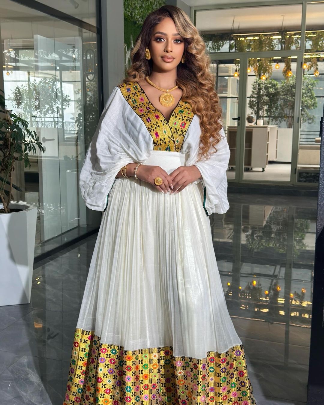 Golden Yellow Tilet in Stunning Habesha Kemis Radiant Habesha Dress ...