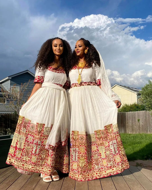 Red Design Habesha Dress 