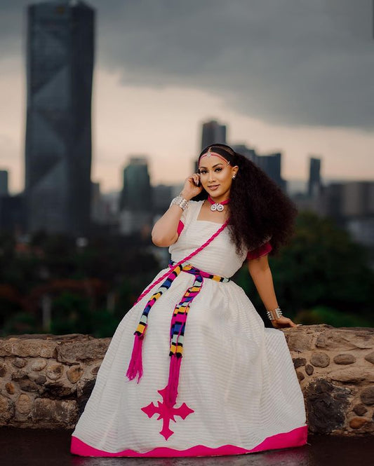 Simple Pink Habesha Dress 