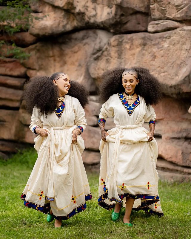 Simple Cultural Habesha Dress Ethiopian Traditional Habesha Kemis for Ashenda