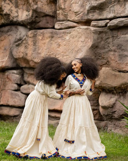 Simple Cultural Habesha Dress Ethiopian Traditional Habesha Kemis for Ashenda