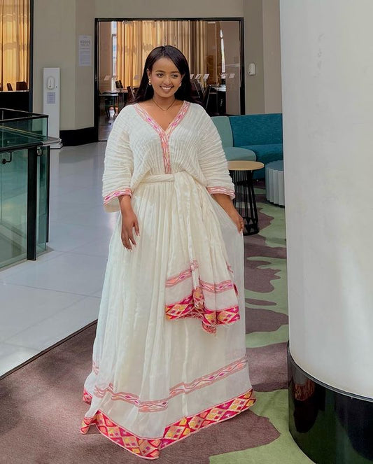 Beautiful Light Color Habesha Dress 