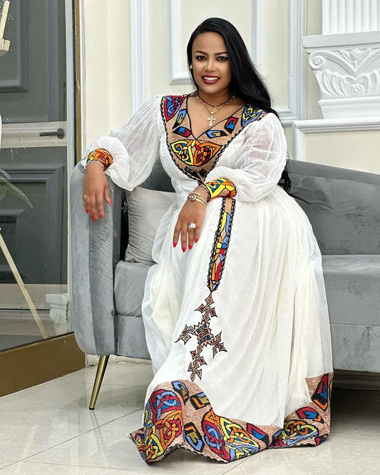 Detailed Pattern Habesha Dress
