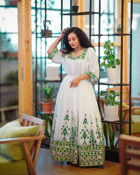 Elegant Green Habesha Dress
