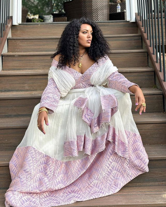 Gorgeous Light Color Habesha Dress