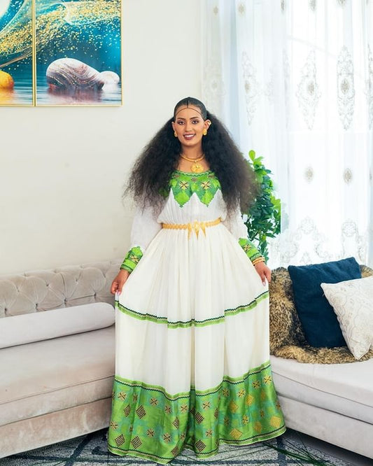 Beautiful Green Habesha Kemis 