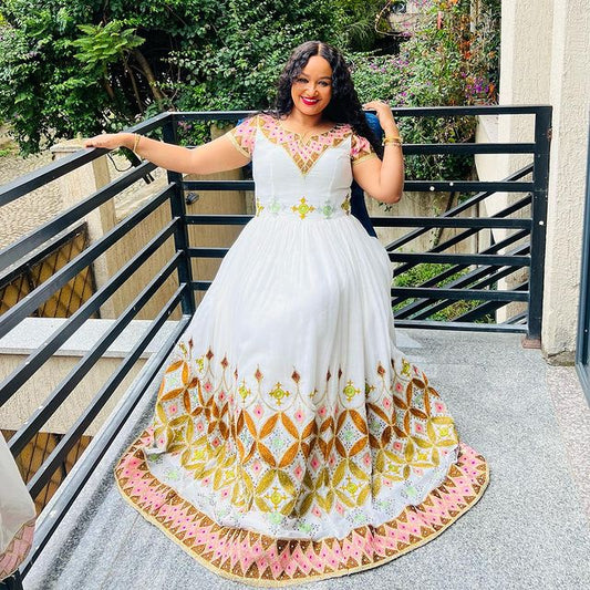 Vibrant Sparkly Habesha Dress