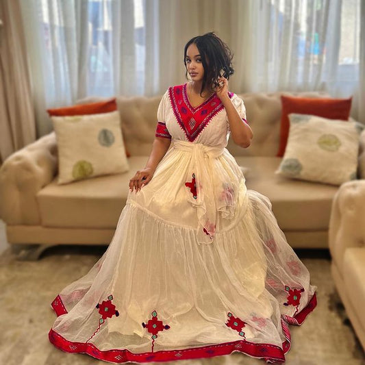Beautiful Vibrant Color Habesha Kemis 