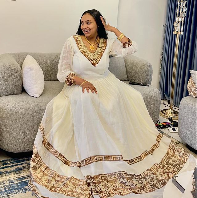 Beautiful Brown Design Habesha Dress 