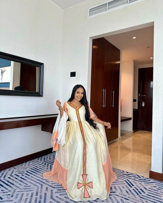 Beautiful Light Colored Habesha Dress