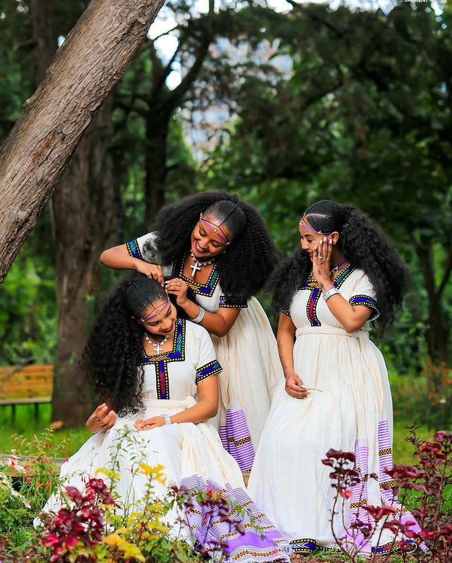 Cultural Habesha Dress with Vibrant Color Ethiopian Traditional Dress Cultural Habesha Kemis