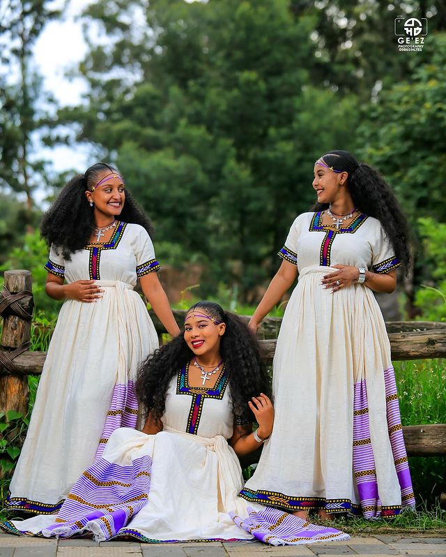 Cultural Habesha Dress with Vibrant Color Ethiopian Traditional Dress Cultural Habesha Kemis