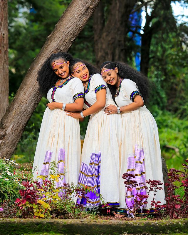 Cultural Habesha Dress with Vibrant Color Ethiopian Traditional Dress Cultural Habesha Kemis