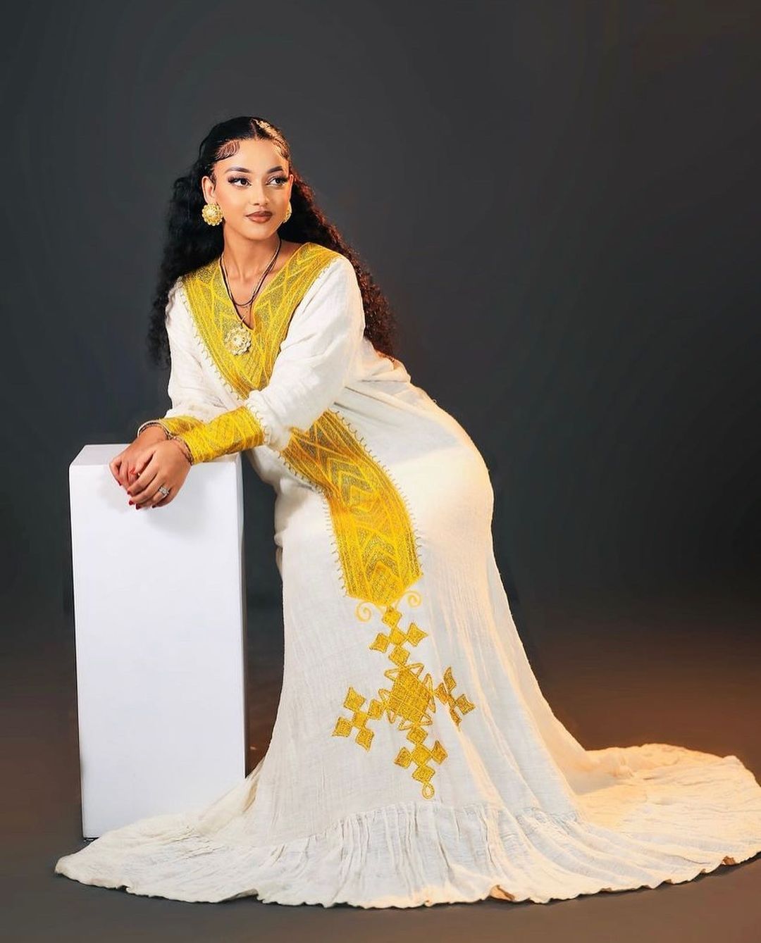 Elegant Yellow Habesha Dress Stunning Ethiopian Traditional Dress Modern Habesha Kemis
