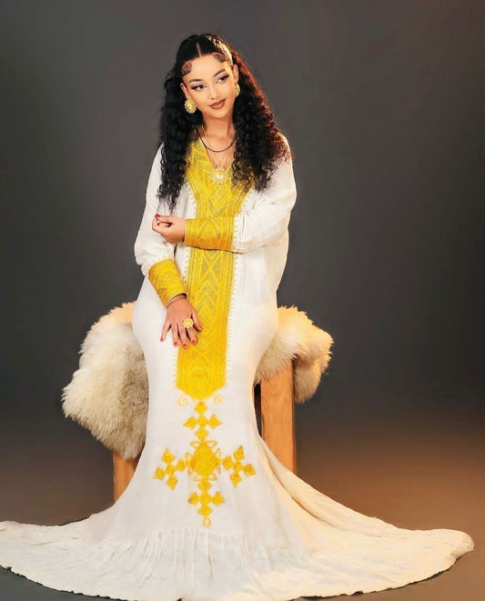 Elegant Yellow Habesha Dress