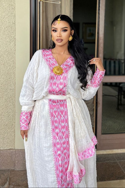 Beautiful Pink Habesha Dress 