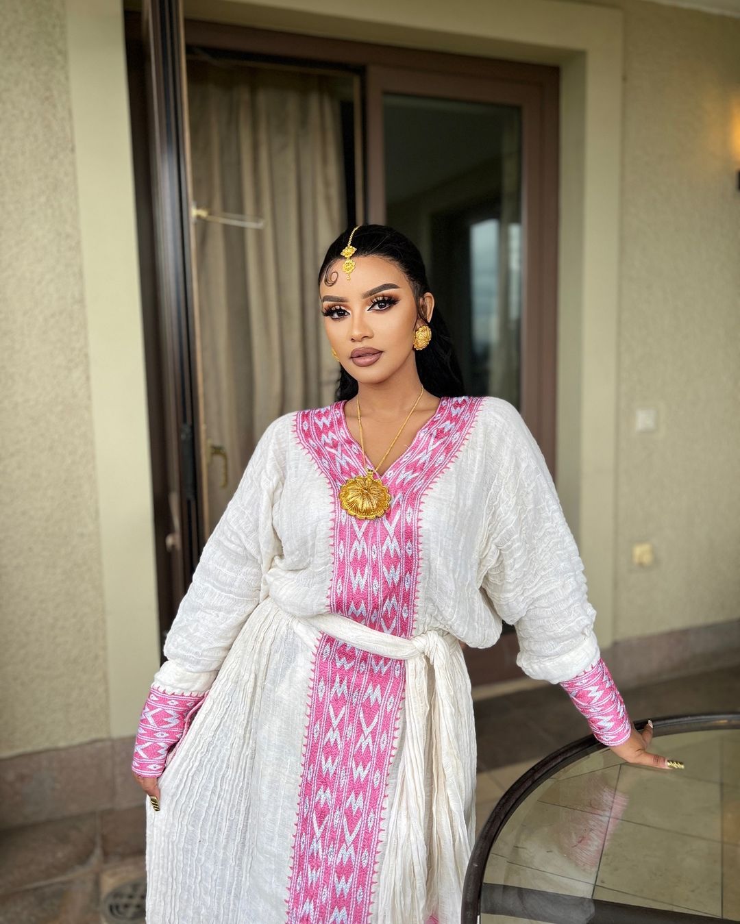 Beautiful Pink Habesha Dress Elegant Ethiopian Traditional Dress Stunning Habesha Kemis