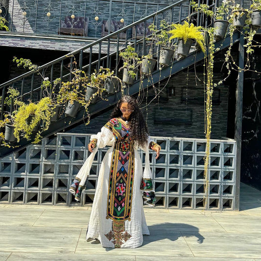Majestic Embroidery Designed Habesha Dress