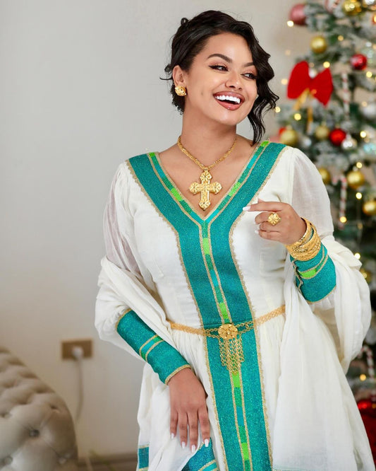 Exquisite Green Habesha Dress